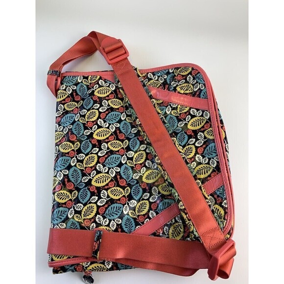 Vera Bradley Frill Messenger Bag Happy Snails Pattern Pink Leaf Flap Magnetic - Picture 5 of 16